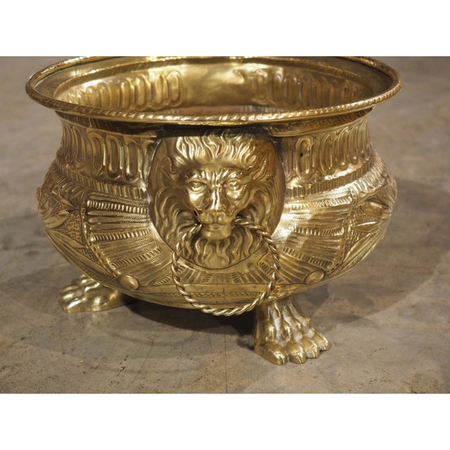 A Polished Circa 1900 French Brass Jardiniere Table Planter For Sale In Dallas - Image 6 of 14