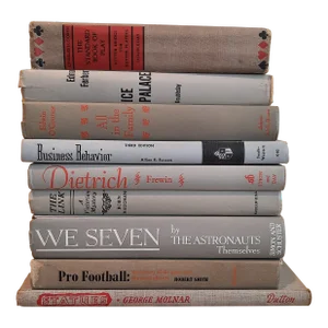 Vintage Library Hardback Book Stack Gray Red Collection