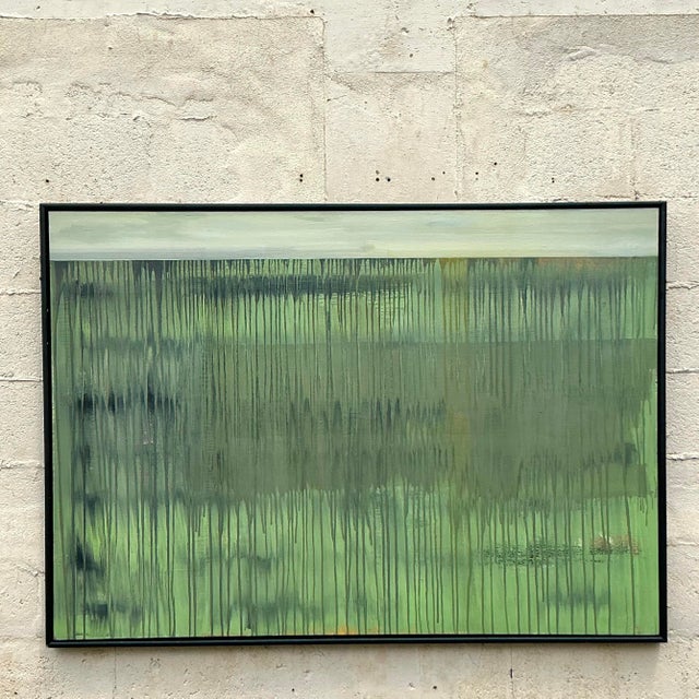 Abstract Vintage Boho Original Abstract Oil Painting on Canvas For Sale - Image 3 of 7