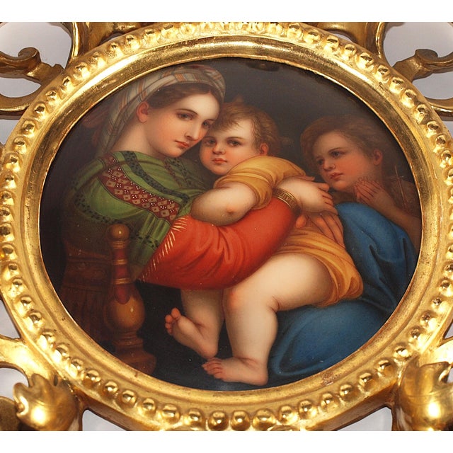 An antique hand painted tile of the Madonna della Seggiola originally by Raphael. The original masterpiece is housed in...