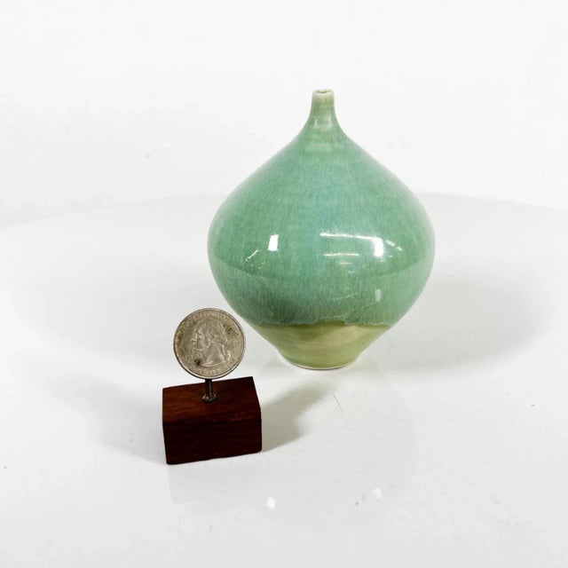 Mid-Century Modern 1970s Luscious Art Pottery Green Weed Pot Vase For Sale - Image 3 of 9