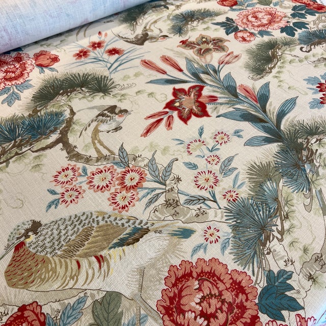 Scalamandre Shenyang Hand Printed Linen Fabric- 6 Yards For Sale In New York - Image 6 of 6