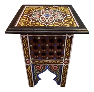 Moroccan Hand Painted Square Wooden End Table