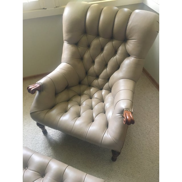 Modern Stickley Leather Leopold Chair & Ottoman Chairish