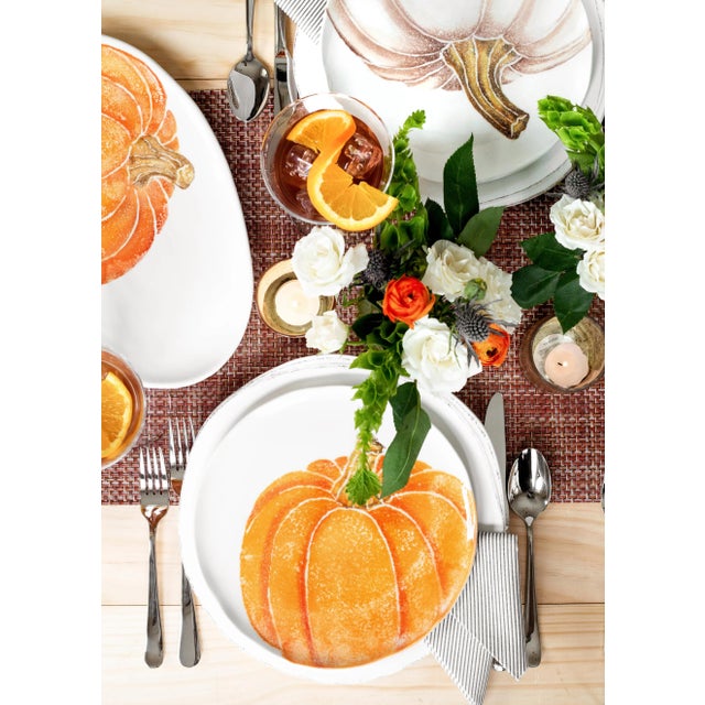 White VIETRI Pumpkins Assorted Salad Plates - Set of 4 For Sale - Image 8 of 13