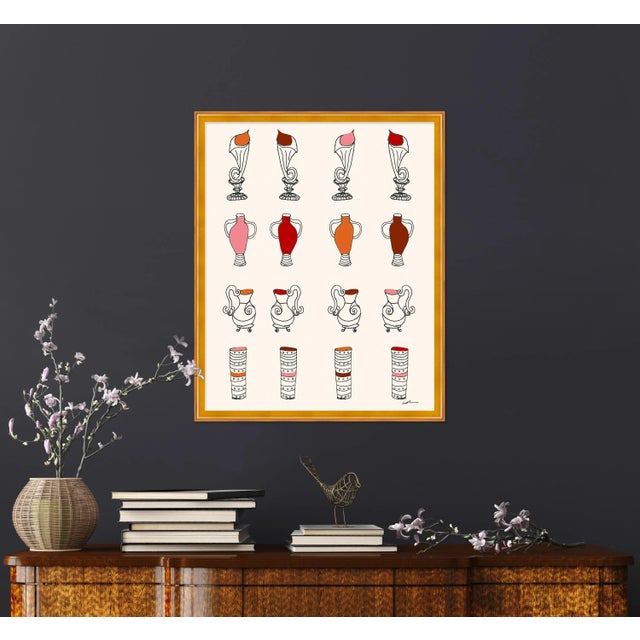 Contemporary Vases Galore by Carly Kuhn in Gold Frame, Medium Art Print For Sale - Image 3 of 4