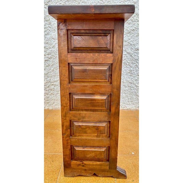 Wood Early 20th Century Catalán Spanish Dresser Carved in Walnut with Two Carved Drawers, 1 For Sale - Image 7 of 18