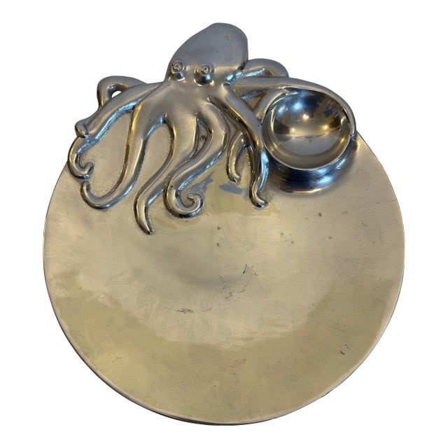Vintage Mariposa Aluminum Octopus Serving Tray For Sale