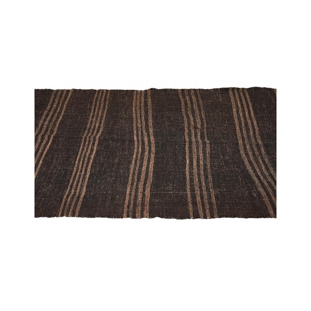 Vintage Brown Striped Kilim Rug - 4`2″ X 8`6″ For Sale - Image 4 of 6