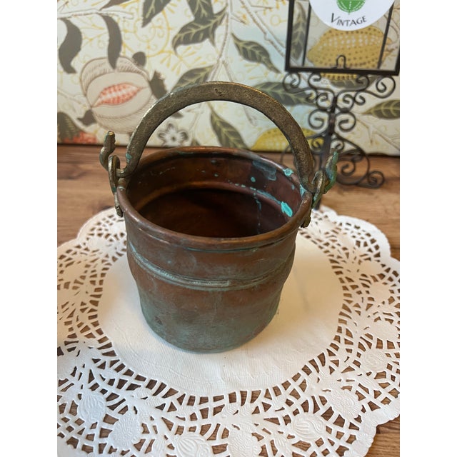 Small Vintage Metal Planter Style Bucket For Sale - Image 4 of 7