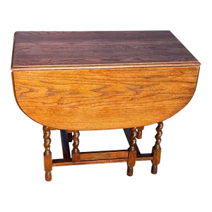 Vintage English Barley Twist Gateleg Drop Leaf Table