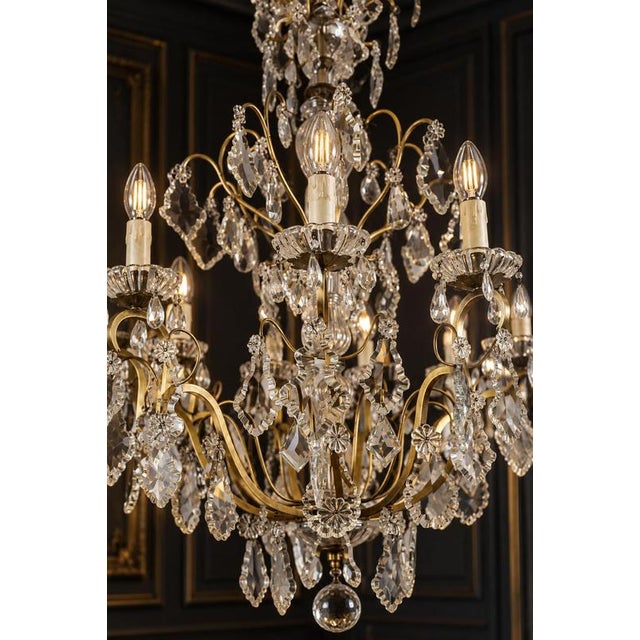 19th Century 19th Century French Cut Crystal 16 Light Chandelier, 1890s For Sale - Image 5 of 12