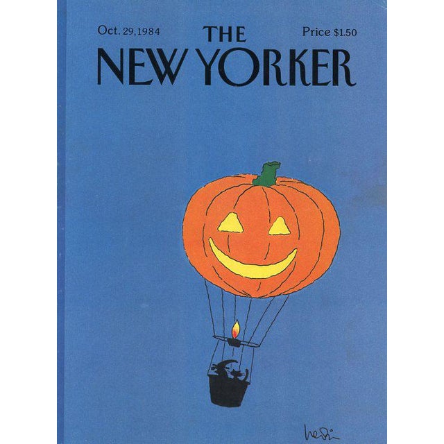Original vintage New Yorker magazine cover dated October 29, 1984 featuring a Halloween theme. Cover illustration by Arnie...