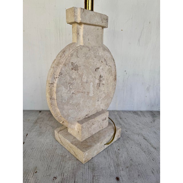 Vintage Hollywood Regency Solid Travertine Stone Lamp For Sale In West Palm - Image 6 of 11