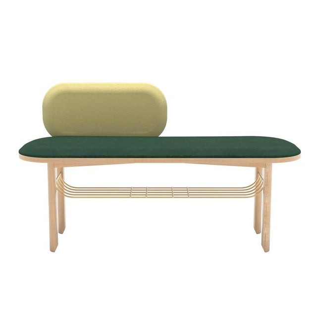 Contemporary Green Eustache Bench in Natural Oak by Harto For Sale - Image 3 of 6