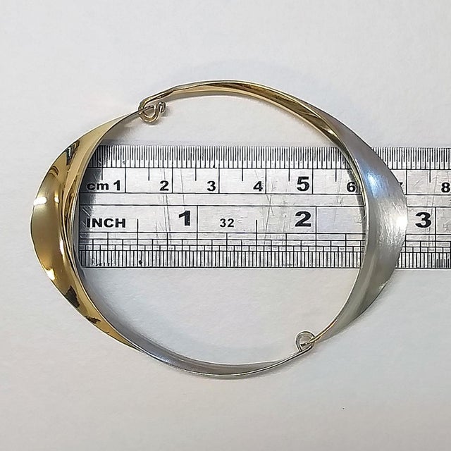 Vintage Gold & Silver Linking Bangle, Gerhard Herbst Studio Bracelet For Sale In San Diego - Image 6 of 7