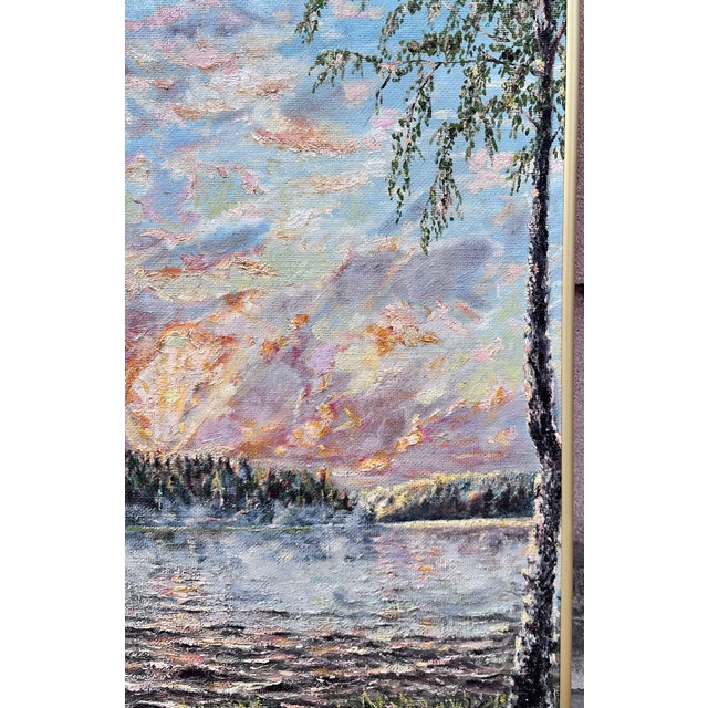 Impressionist Sunset Over the Water Oil Painting For Sale - Image 3 of 4