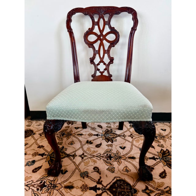 Brown Set of 10 Carved Chippendale Mahogany Dining Chairs For Sale - Image 8 of 11