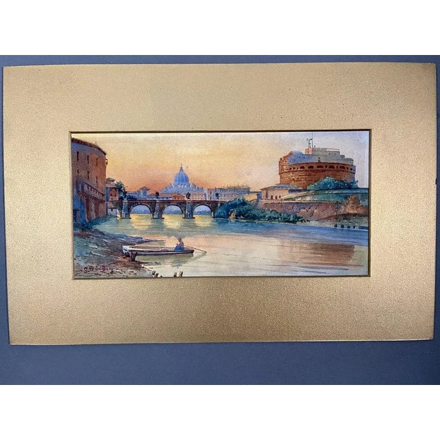 View of Rome, 1890s, Watercolor For Sale - Image 6 of 11