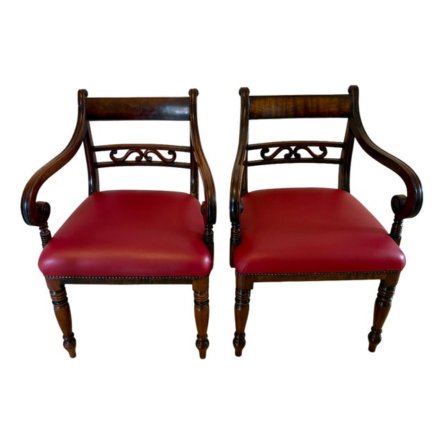 Set of Antique George III Mahogany Desk Chairs, 1800s For Sale