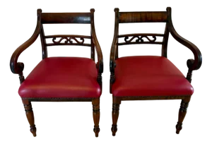 Set of Antique George III Mahogany Desk Chairs, 1800s