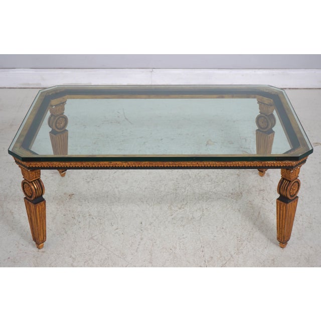 Age: C.1950’s Details: Neoclassical Style Nice Carved Details Quality Construction Gold Base w. Black Highlights...