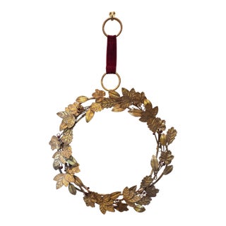 Gilt Metal Holiday Wreath For Sale