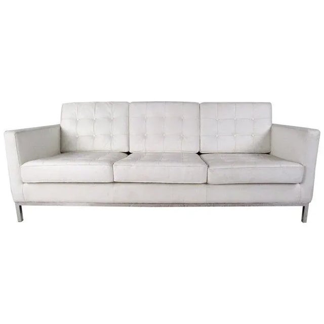 Modern Three-Seat Sofa With Chrome Frame For Sale - Image 12 of 12