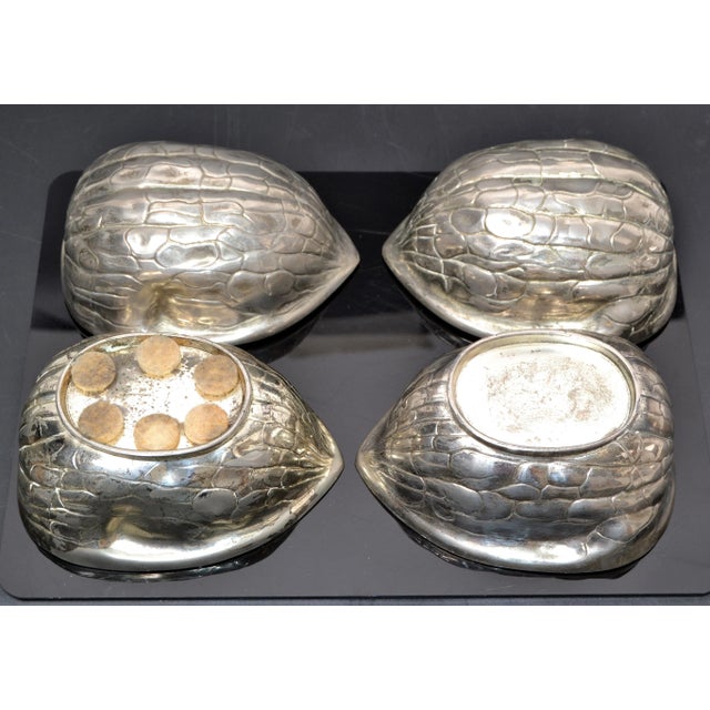 f.b. Rogers Silver Plate Walnut Shaped Trinket Boxes Keepsakes 1970 America Pair For Sale - Image 9 of 13