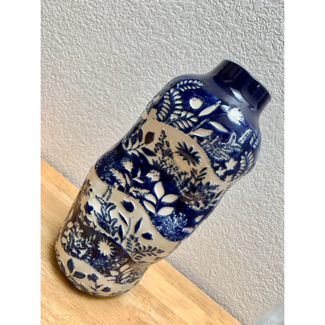 Large Free Form Pottery Textured Vase For Sale - Image 10 of 13