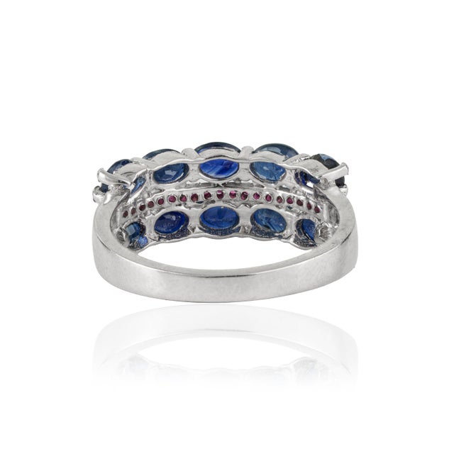 Not Yet Made - Made To Order 2.29 Ct Blue Sapphire and Ruby Handmade 925 Sterling Silver Ring, Size 5 For Sale - Image 5 of 14