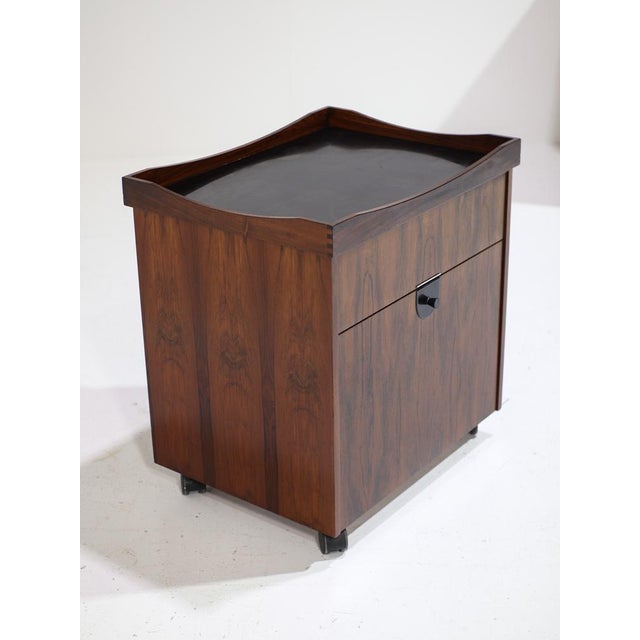 Bar Cart Serving Trolley with Tray in Rosewood, Denmark, 1960s For Sale - Image 11 of 18