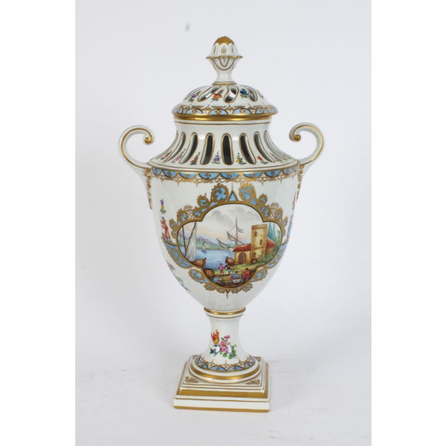 20th Century Dresden Porcelain Pot Pourri Lidded Vases, 1920s, Set of 2 For Sale - Image 13 of 18