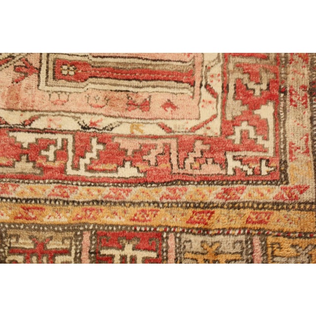 1910s Antique Oushak Traditional Red and Gold Wool Rug For Sale - Image 5 of 7