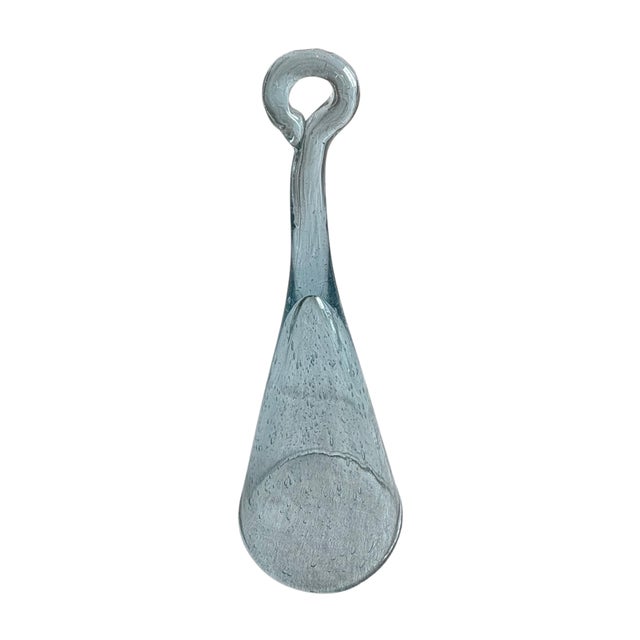 Mid-Century Modern French Biot Blue Bubble Glass Decanter & Stem Glass Set for 10, Circa 1970s For Sale - Image 6 of 10