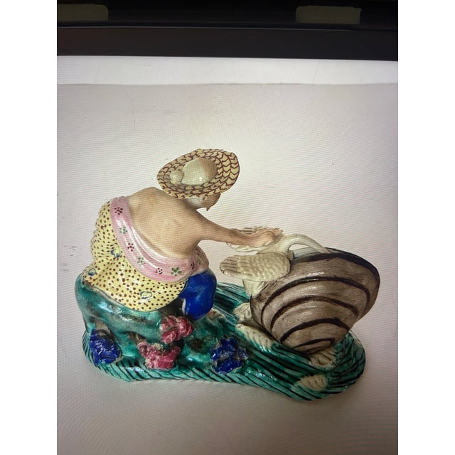 Antique Chinese Famille Rose Porcelain Figural Sculpture With Water Birds, 19th Century For Sale - Image 4 of 6