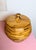 This is a lovely segmented parquetry lidded jar/canister. This studio art piece is estimated to be from the mid 20th...