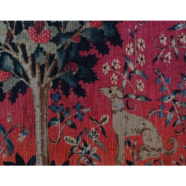 Red French Tapestry Lady and Unicorn Mille-Fleurs Woven Wall Covering For Sale - Image 8 of 14