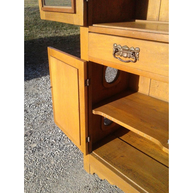 Brown Antique Flat Wall Pie Safe Cupboard Kitchen Pantry Ash Wood 1900s For Sale - Image 8 of 12