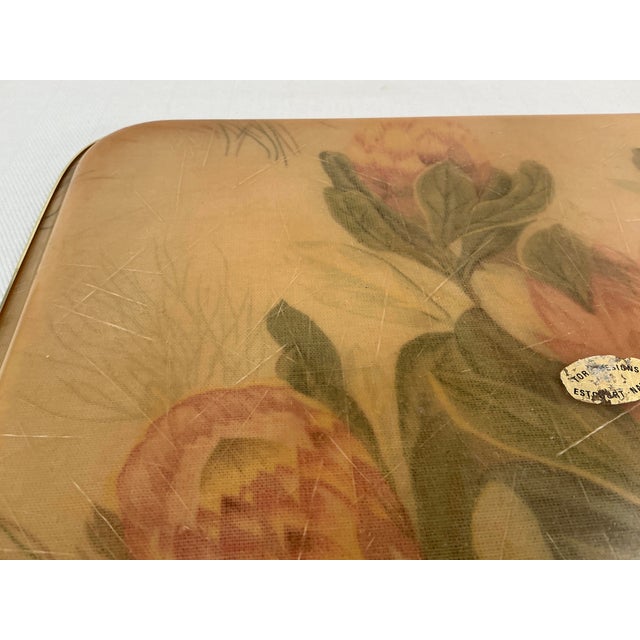 Mid 20th Century Vintage Exotic Flower Fabric Covered Tray For Sale - Image 5 of 11