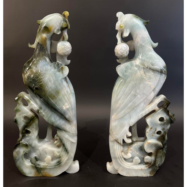 White Early 20th Century Jade Pheasant Statue For Sale - Image 8 of 11