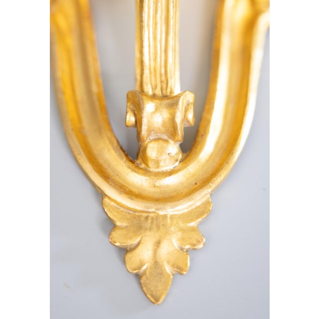 Gold Vintage Italian Florentine Neoclassical Carved Giltwood Wall Brackets - a Pair For Sale - Image 8 of 11