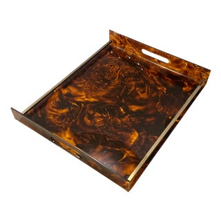 Acrylic Faux Tortoise Tray from Maison Mercier, 1970 For Sale