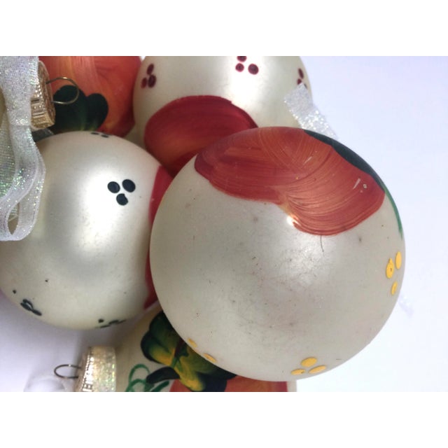 Glass Vintage Hand Painted Glass Christmas Tree Ornaments - Set of 8 For Sale - Image 7 of 10