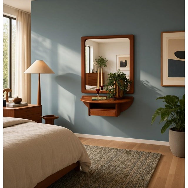 Danish Teak A Welcome Hallway Set with Mirror, Wall Console and Hook Rail from Vildbjerg Møbelfabrik, 1960s, Set of 3 For Sale - Image 14 of 18