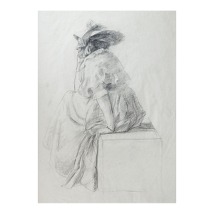 Late 19th Century Woman in Bonnet Portrait Drawing