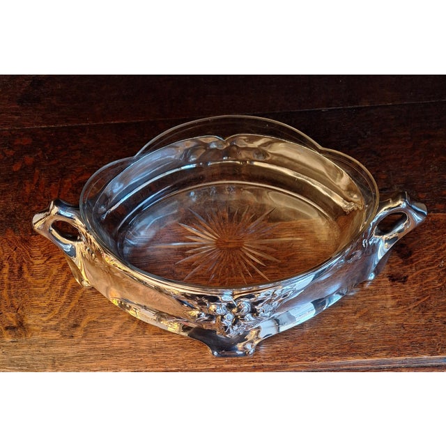 Danish Art Nouveau Jardiniere in Silver-Plated Metal with Cut Glass Insert by Eneret, 1900s For Sale - Image 4 of 7