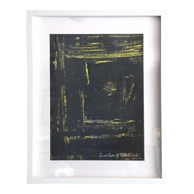 Quiet Glow. VI Framed Abstract Gold Leaf /Black Painting For Sale