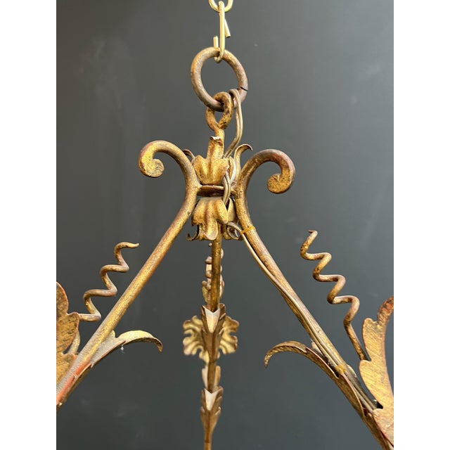 1940s Large gilded metal lantern with foliage decorations by Signe Palladio for Maison Baguès For Sale - Image 6 of 12