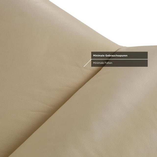 Animal Skin Lauser Atlanta Leather Three-Seater Beige Cream Sofa Couch For Sale - Image 7 of 13